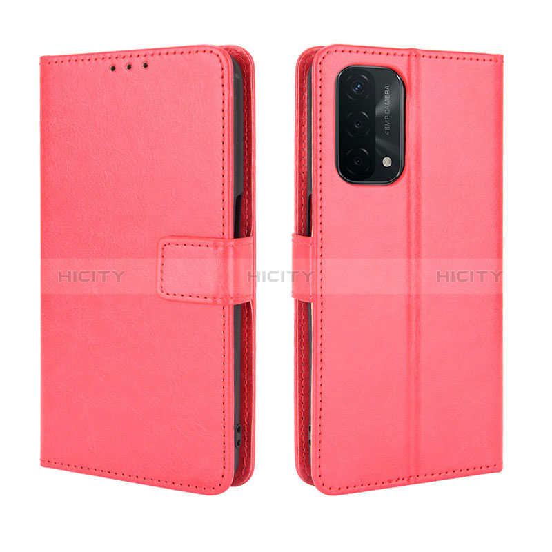 Coque Portefeuille Livre Cuir Etui Clapet BY5 pour Oppo A54 5G Rouge Plus