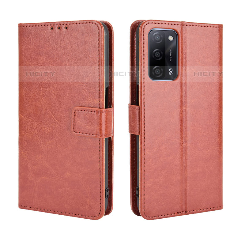 Coque Portefeuille Livre Cuir Etui Clapet BY5 pour Oppo A55 5G Marron Plus