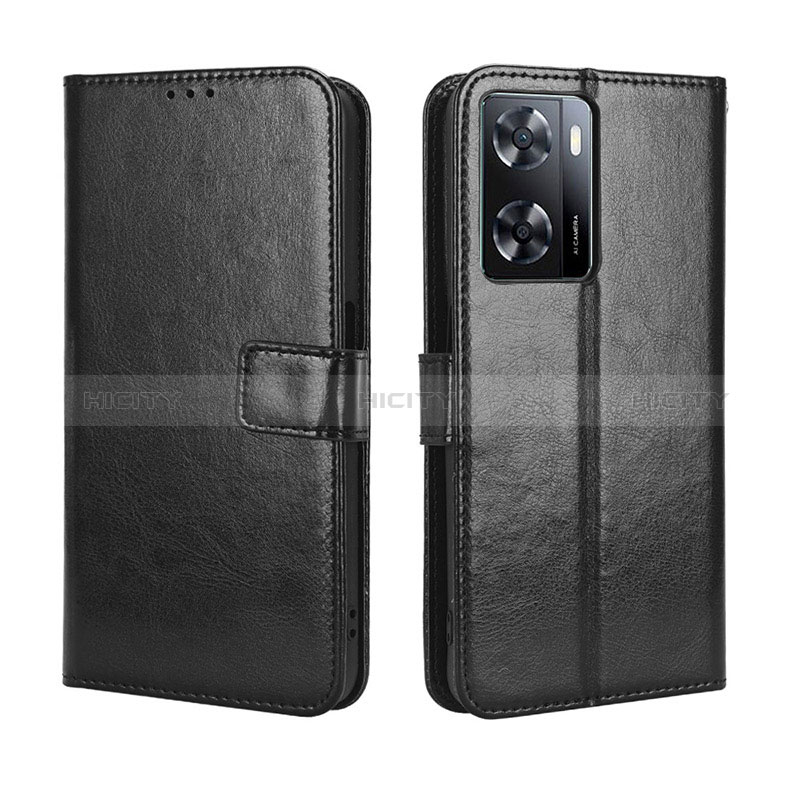 Coque Portefeuille Livre Cuir Etui Clapet BY5 pour Oppo A57 4G Noir Plus