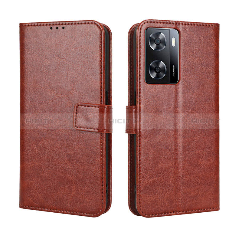 Coque Portefeuille Livre Cuir Etui Clapet BY5 pour Oppo A57s Marron Plus