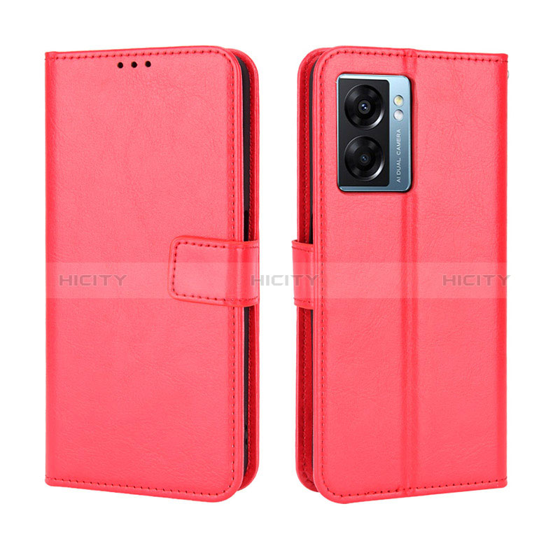 Coque Portefeuille Livre Cuir Etui Clapet BY5 pour Oppo A77 5G Rouge Plus