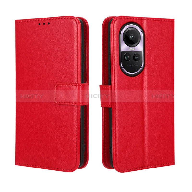 Coque Portefeuille Livre Cuir Etui Clapet BY5 pour Oppo Reno10 5G Rouge Plus