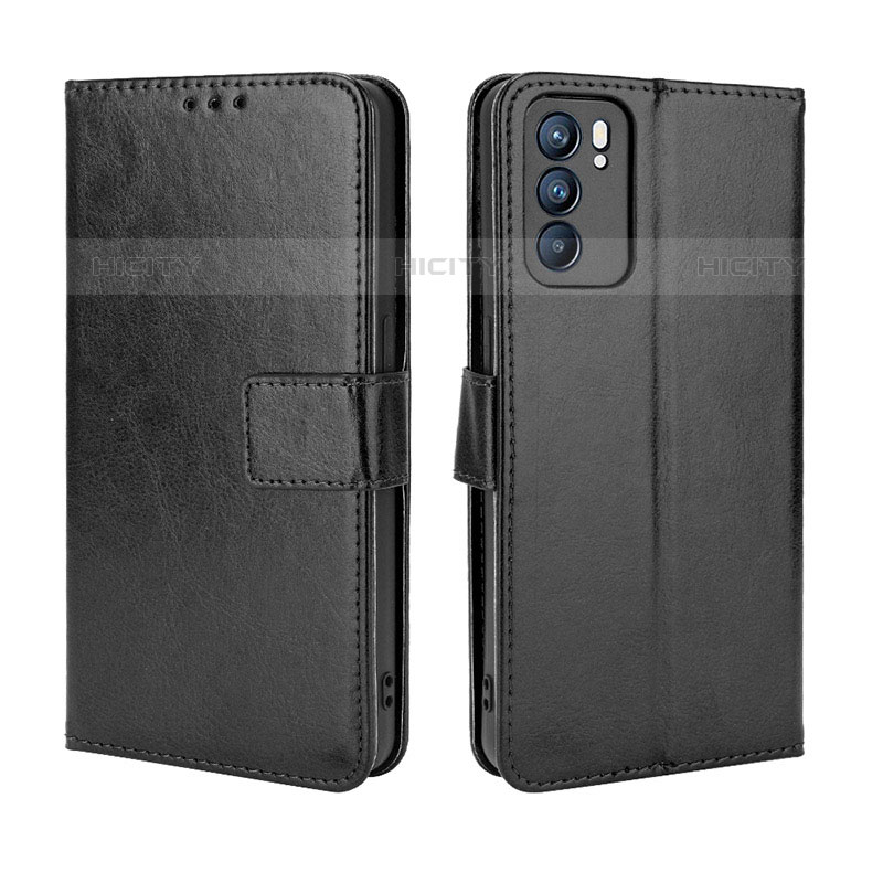 Coque Portefeuille Livre Cuir Etui Clapet BY5 pour Oppo Reno6 5G Noir Plus