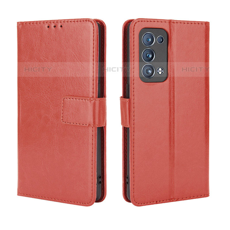 Coque Portefeuille Livre Cuir Etui Clapet BY5 pour Oppo Reno6 Pro 5G Marron Plus