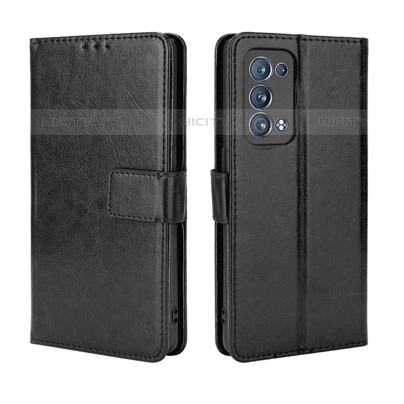 Coque Portefeuille Livre Cuir Etui Clapet BY5 pour Oppo Reno6 Pro 5G Noir Plus