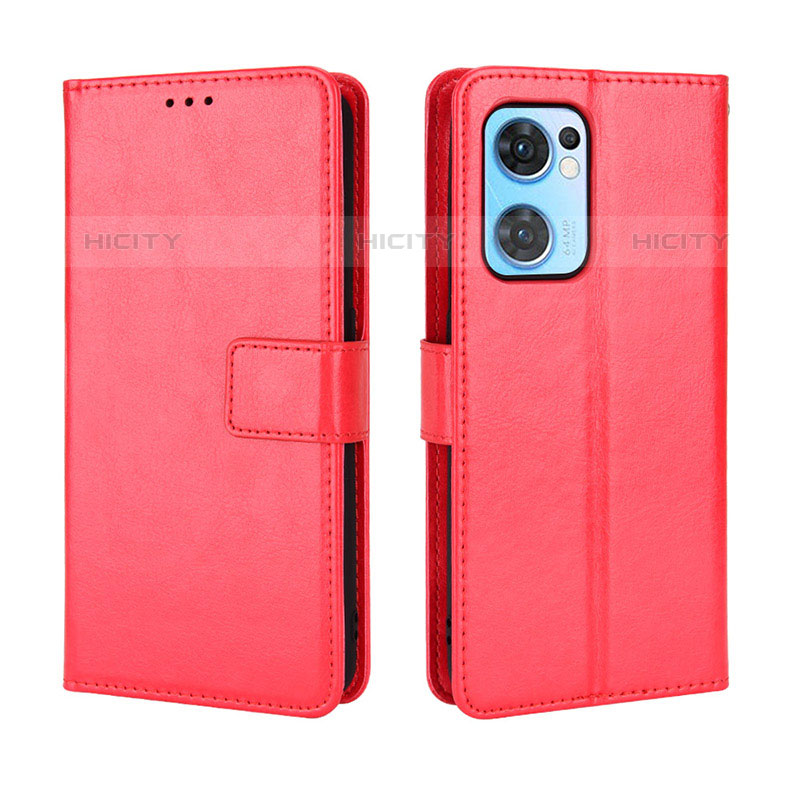 Coque Portefeuille Livre Cuir Etui Clapet BY5 pour Oppo Reno7 5G Rouge Plus