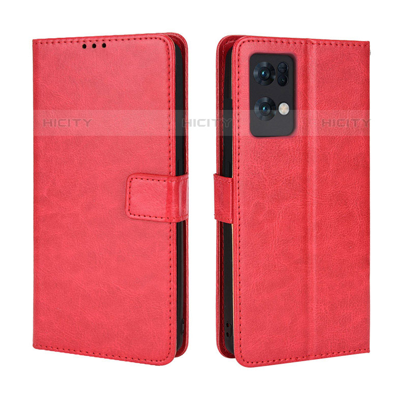 Coque Portefeuille Livre Cuir Etui Clapet BY5 pour Oppo Reno7 Pro 5G Rouge Plus