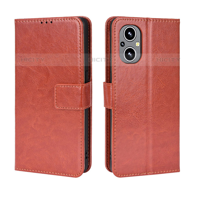 Coque Portefeuille Livre Cuir Etui Clapet BY5 pour Oppo Reno8 Lite 5G Marron Plus