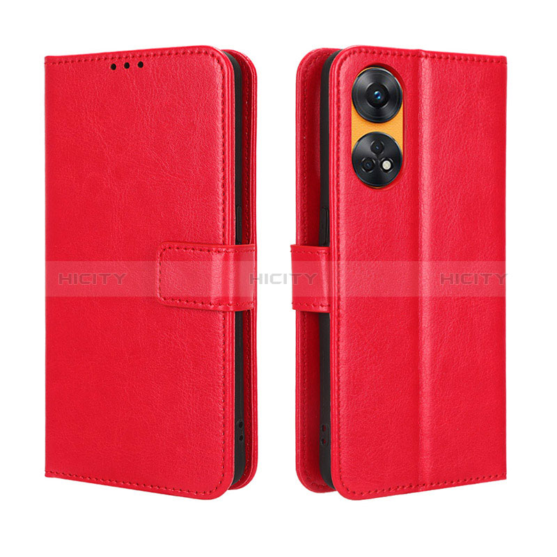 Coque Portefeuille Livre Cuir Etui Clapet BY5 pour Oppo Reno8 T 4G Rouge Plus