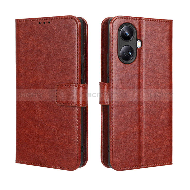 Coque Portefeuille Livre Cuir Etui Clapet BY5 pour Realme 10 Pro+ Plus 5G Marron Plus