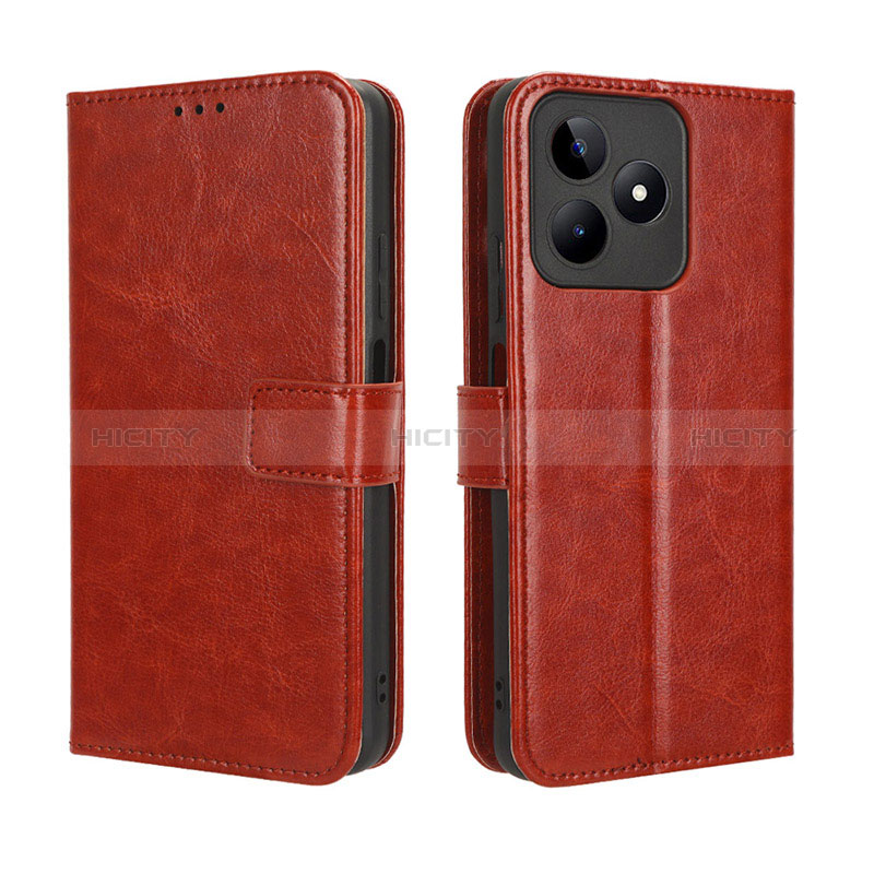 Coque Portefeuille Livre Cuir Etui Clapet BY5 pour Realme C51 Marron Plus