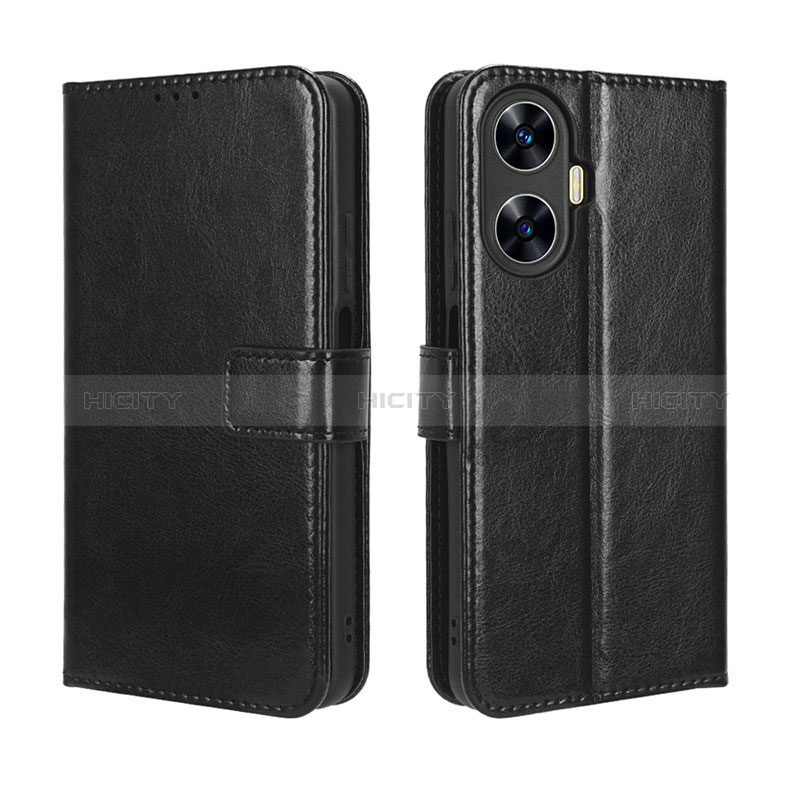 Coque Portefeuille Livre Cuir Etui Clapet BY5 pour Realme C55 Noir Plus