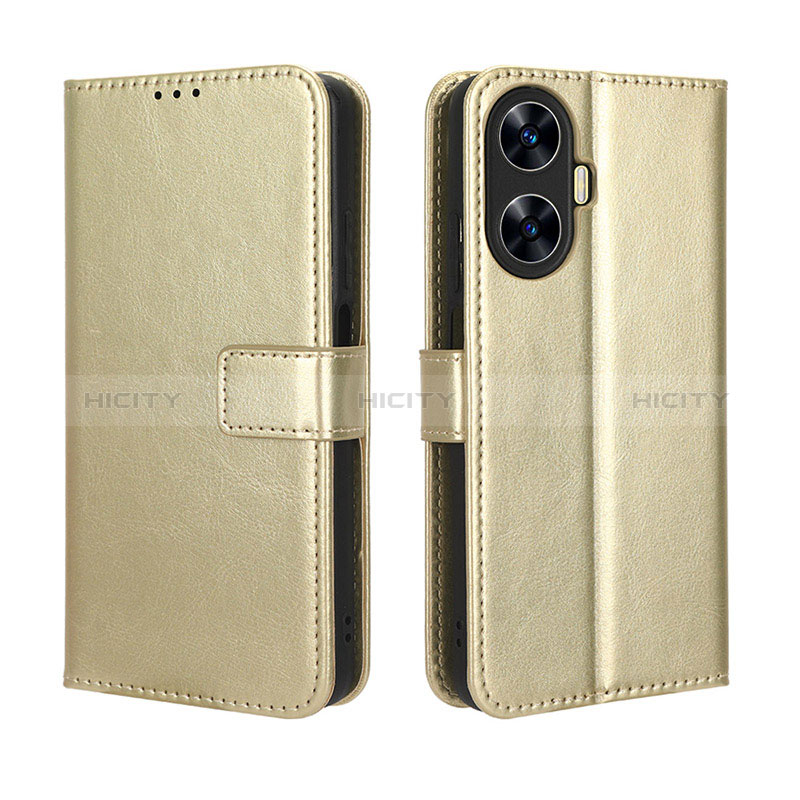 Coque Portefeuille Livre Cuir Etui Clapet BY5 pour Realme C55 Or Plus