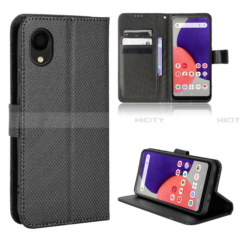 Coque Portefeuille Livre Cuir Etui Clapet BY5 pour Samsung Galaxy A22 5G SC-56B Noir Plus