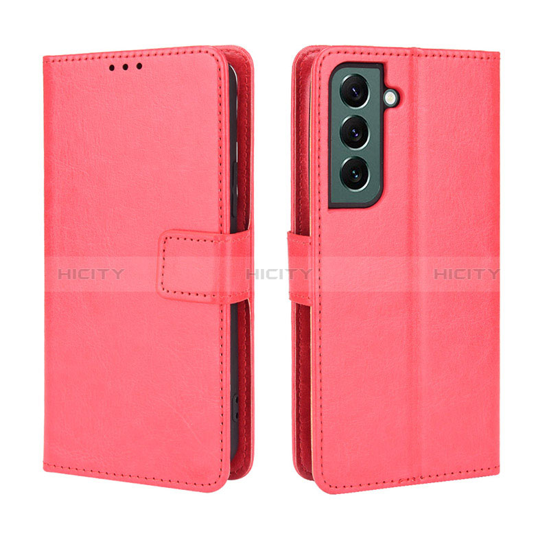 Coque Portefeuille Livre Cuir Etui Clapet BY5 pour Samsung Galaxy S22 5G Rouge Plus