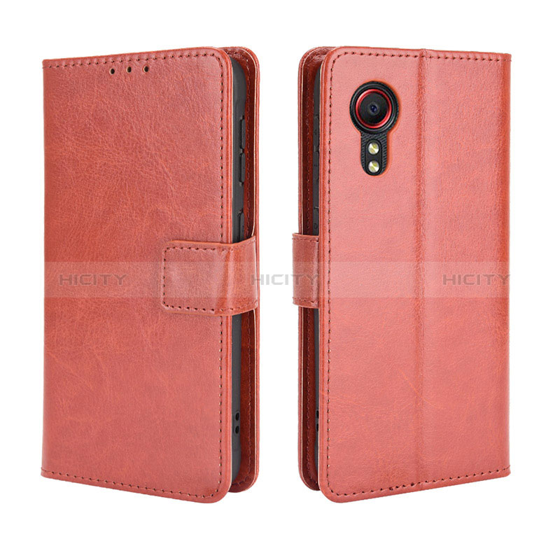 Coque Portefeuille Livre Cuir Etui Clapet BY5 pour Samsung Galaxy XCover 5 SM-G525F Marron Plus