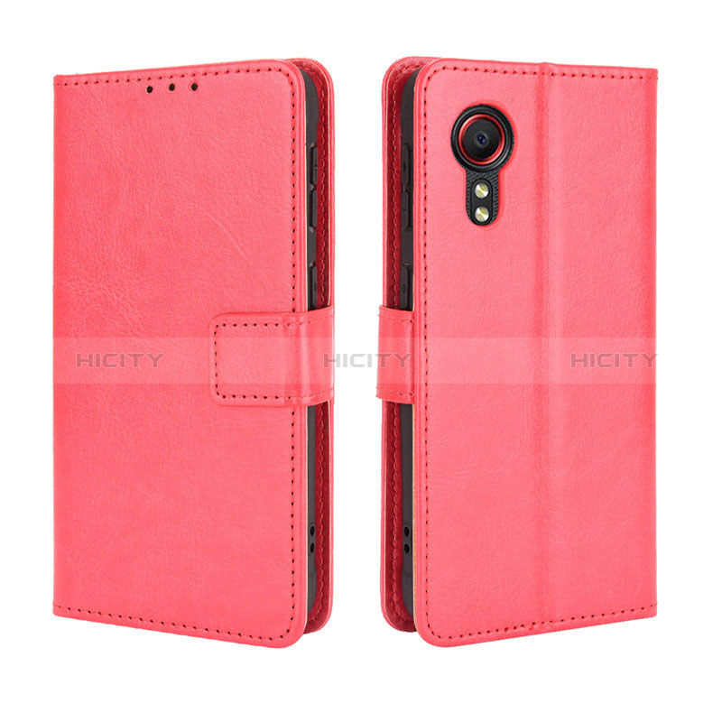 Coque Portefeuille Livre Cuir Etui Clapet BY5 pour Samsung Galaxy XCover 5 SM-G525F Rouge Plus