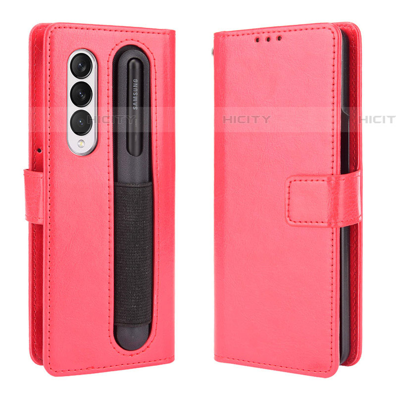 Coque Portefeuille Livre Cuir Etui Clapet BY5 pour Samsung Galaxy Z Fold4 5G Rouge Plus