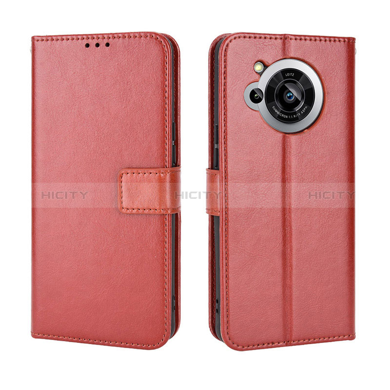 Coque Portefeuille Livre Cuir Etui Clapet BY5 pour Sharp Aquos R7 Marron Plus