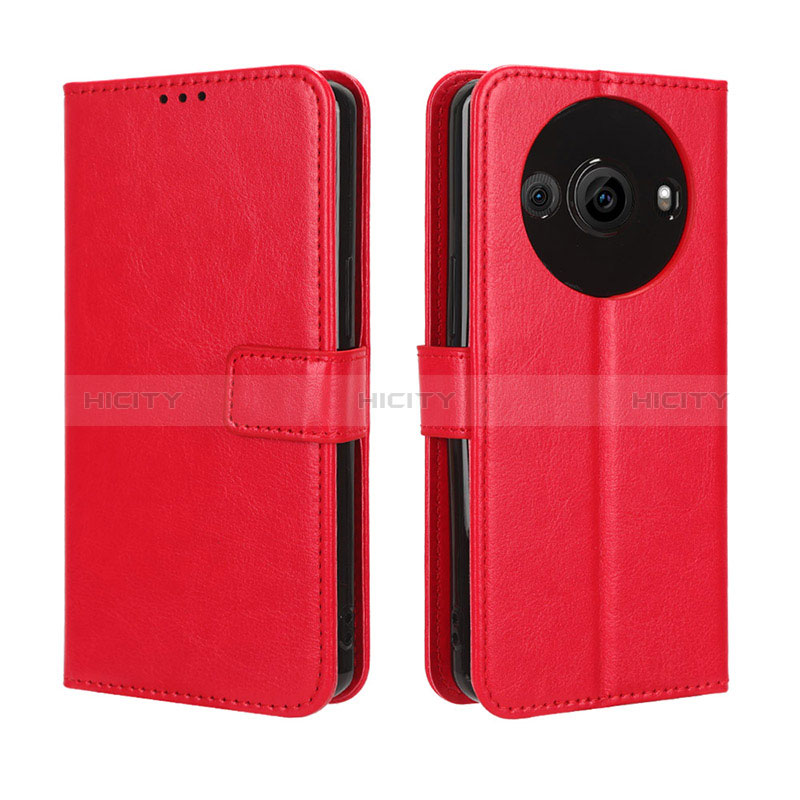 Coque Portefeuille Livre Cuir Etui Clapet BY5 pour Sharp Aquos R8 Pro Rouge Plus