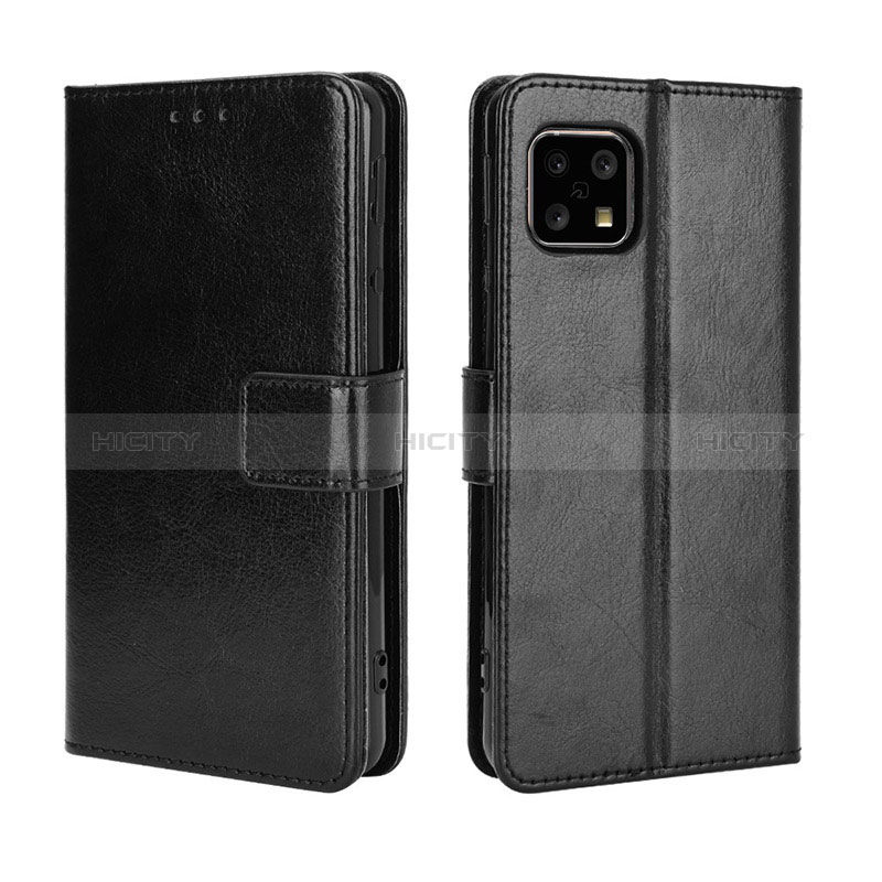 Coque Portefeuille Livre Cuir Etui Clapet BY5 pour Sharp Aquos Sense4 Basic Noir Plus