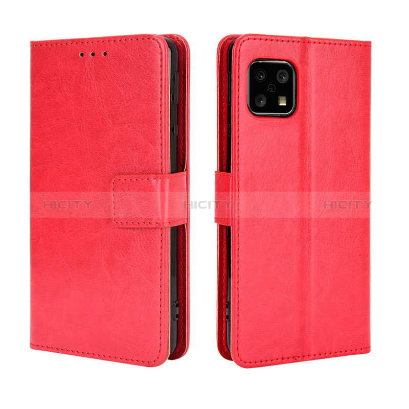 Coque Portefeuille Livre Cuir Etui Clapet BY5 pour Sharp Aquos Sense4 Basic Rouge Plus