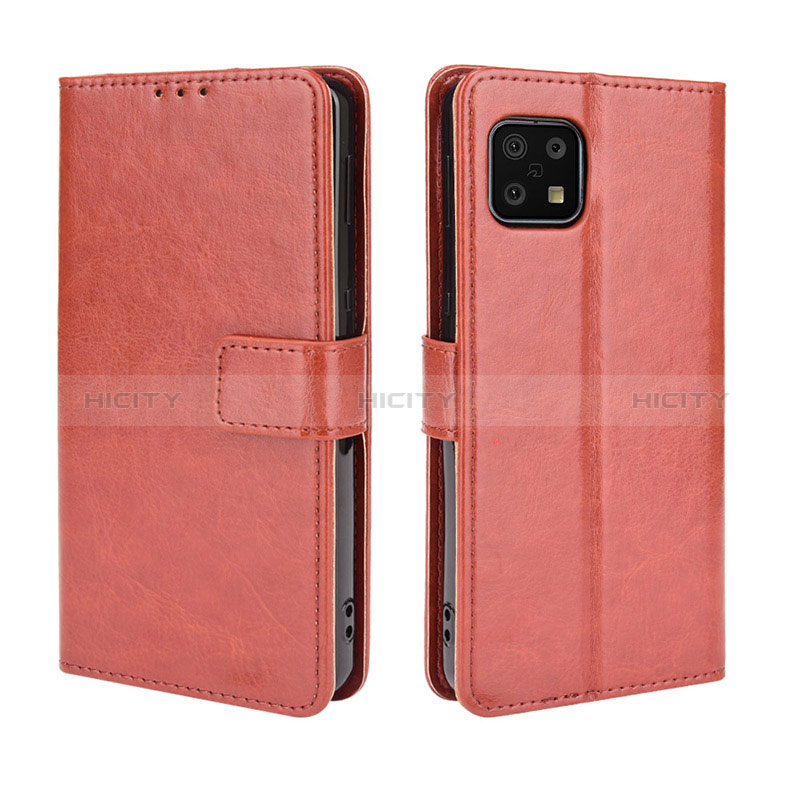 Coque Portefeuille Livre Cuir Etui Clapet BY5 pour Sharp Aquos Sense6s Marron Plus