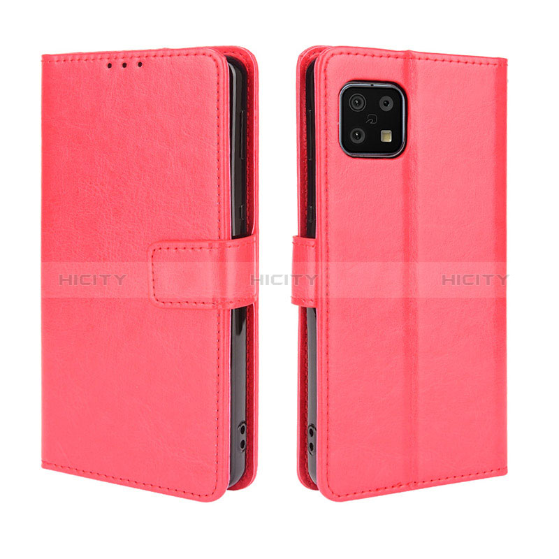 Coque Portefeuille Livre Cuir Etui Clapet BY5 pour Sharp Aquos Sense6s Rouge Plus