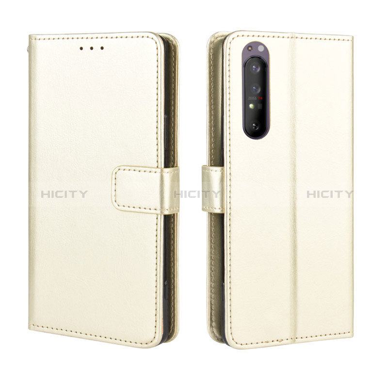 Coque Portefeuille Livre Cuir Etui Clapet BY5 pour Sony Xperia 1 II Or Plus