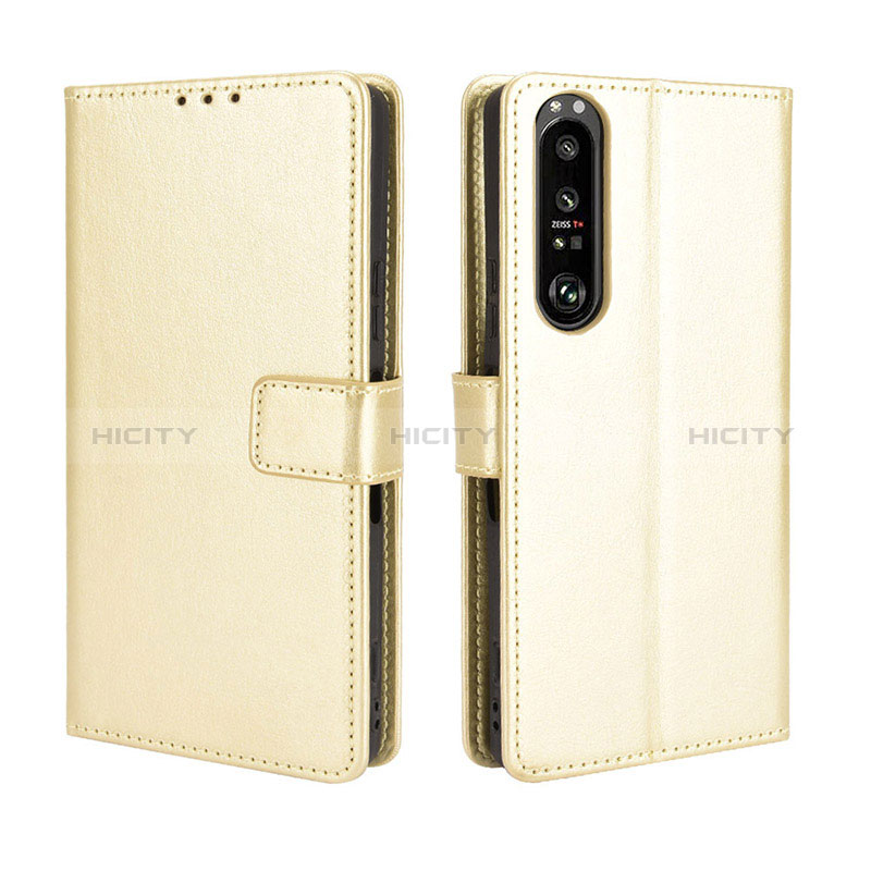 Coque Portefeuille Livre Cuir Etui Clapet BY5 pour Sony Xperia 1 III Or Plus