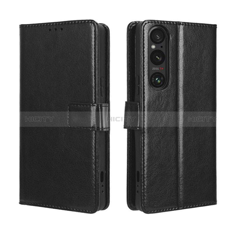 Coque Portefeuille Livre Cuir Etui Clapet BY5 pour Sony Xperia 1 V Noir Plus