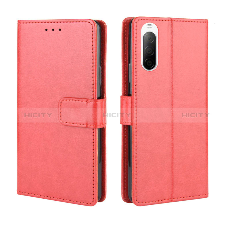 Coque Portefeuille Livre Cuir Etui Clapet BY5 pour Sony Xperia 10 II Rouge Plus