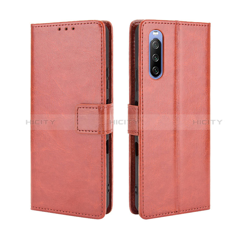 Coque Portefeuille Livre Cuir Etui Clapet BY5 pour Sony Xperia 10 III Marron Plus