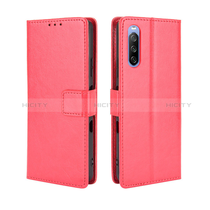 Coque Portefeuille Livre Cuir Etui Clapet BY5 pour Sony Xperia 10 III SOG04 Rouge Plus