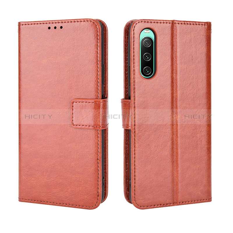 Coque Portefeuille Livre Cuir Etui Clapet BY5 pour Sony Xperia 10 V Marron Plus