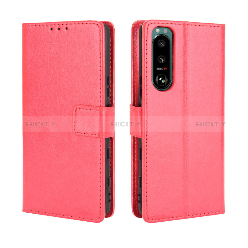 Coque Portefeuille Livre Cuir Etui Clapet BY5 pour Sony Xperia 5 III Rouge Plus