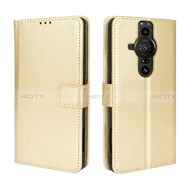 Coque Portefeuille Livre Cuir Etui Clapet BY5 pour Sony Xperia PRO-I Or Plus