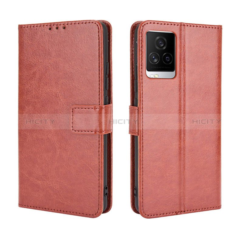 Coque Portefeuille Livre Cuir Etui Clapet BY5 pour Vivo iQOO 7 5G Marron Plus