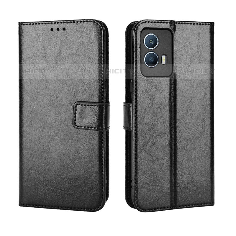 Coque Portefeuille Livre Cuir Etui Clapet BY5 pour Vivo iQOO U5 5G Noir Plus