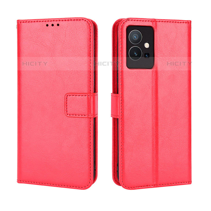 Coque Portefeuille Livre Cuir Etui Clapet BY5 pour Vivo iQOO Z6 5G Rouge Plus