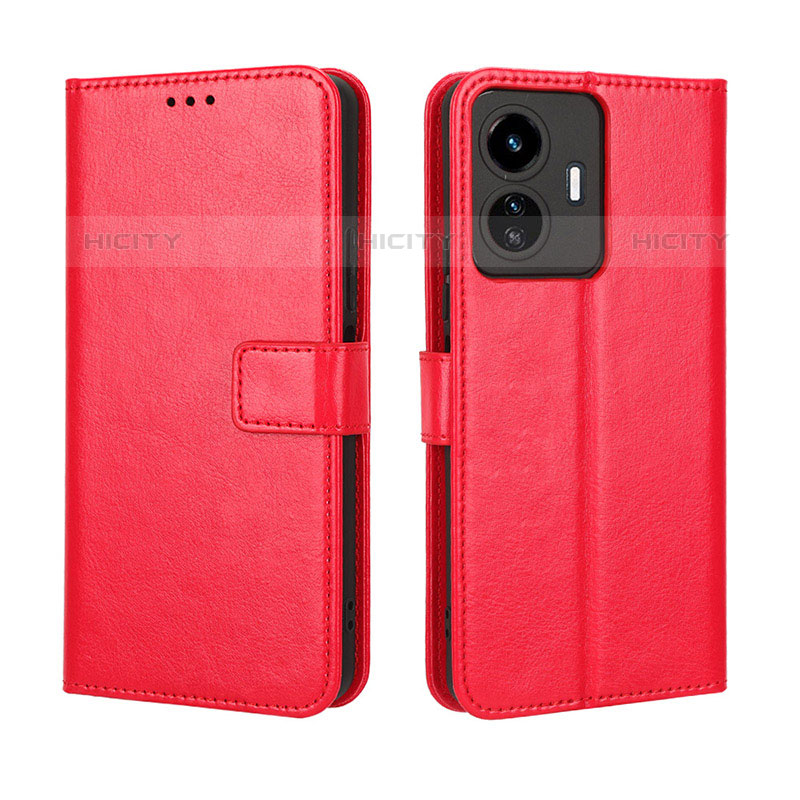 Coque Portefeuille Livre Cuir Etui Clapet BY5 pour Vivo iQOO Z6 Lite 5G Rouge Plus