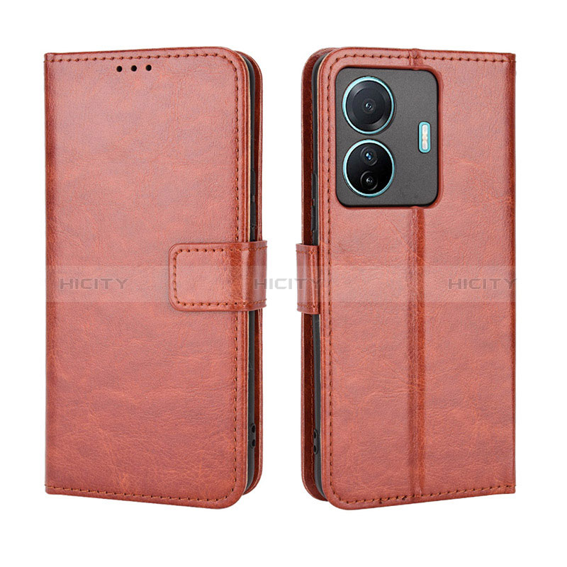 Coque Portefeuille Livre Cuir Etui Clapet BY5 pour Vivo T1 5G Marron Plus