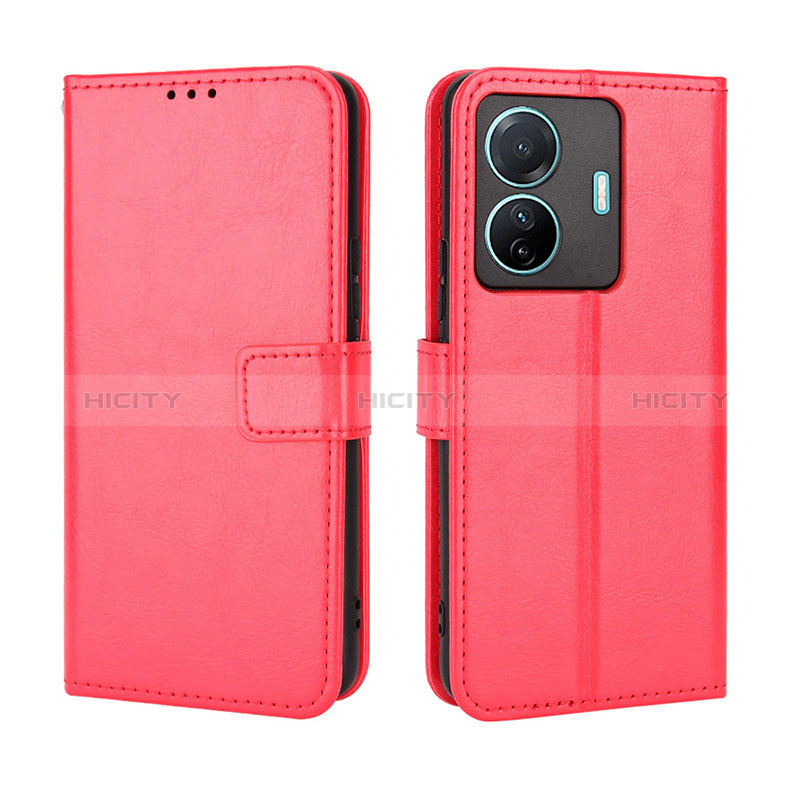 Coque Portefeuille Livre Cuir Etui Clapet BY5 pour Vivo T1 5G Rouge Plus