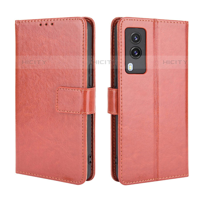 Coque Portefeuille Livre Cuir Etui Clapet BY5 pour Vivo V21e 5G Marron Plus