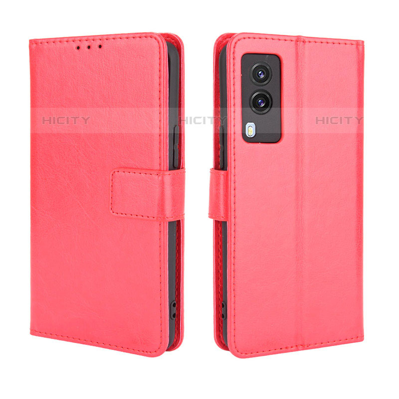 Coque Portefeuille Livre Cuir Etui Clapet BY5 pour Vivo V21e 5G Rouge Plus