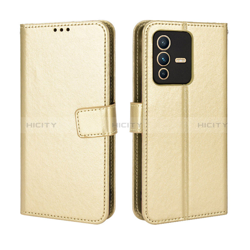 Coque Portefeuille Livre Cuir Etui Clapet BY5 pour Vivo V23 Pro 5G Or Plus