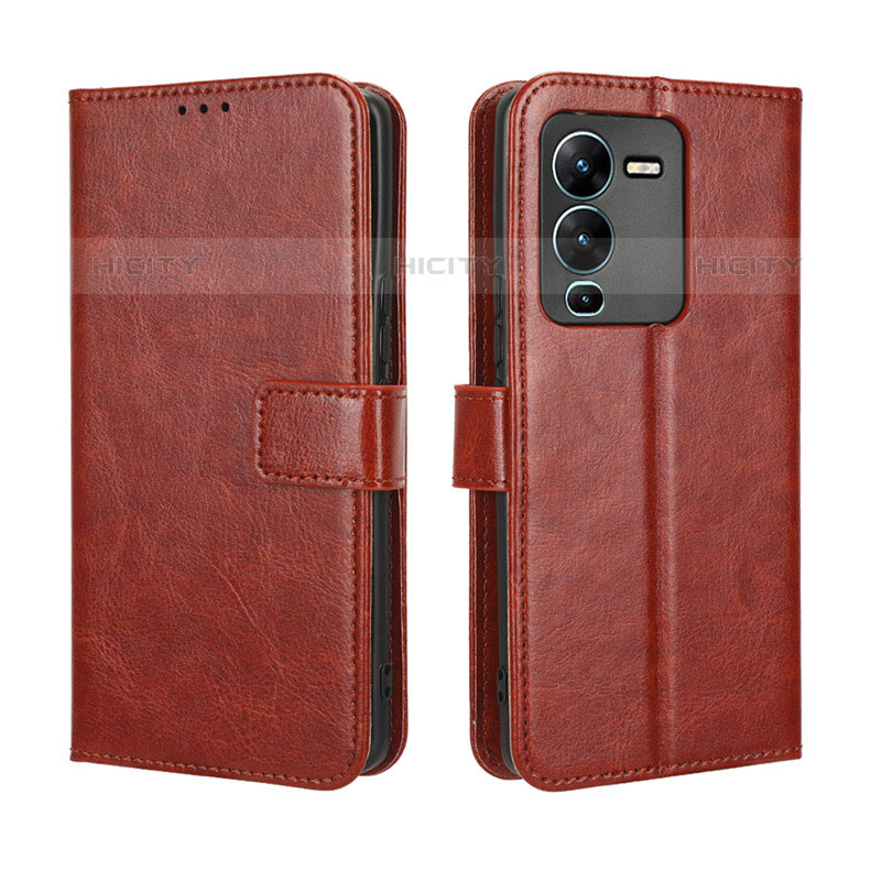 Coque Portefeuille Livre Cuir Etui Clapet BY5 pour Vivo V25 Pro 5G Marron Plus