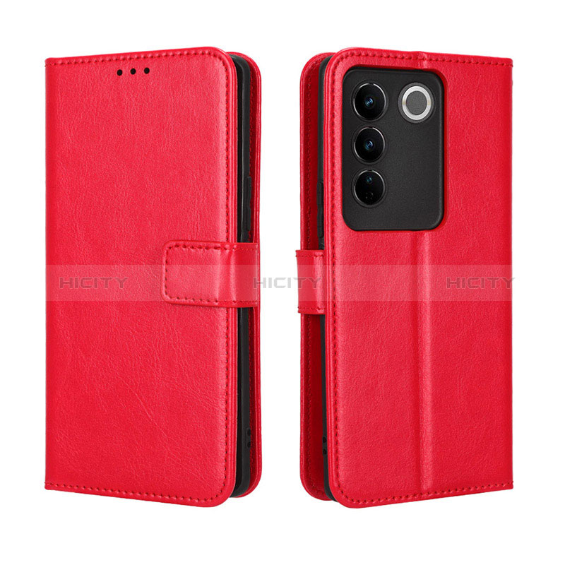 Coque Portefeuille Livre Cuir Etui Clapet BY5 pour Vivo V27 Pro 5G Rouge Plus