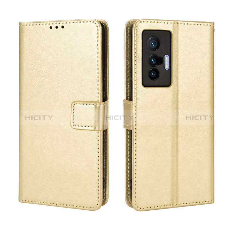 Coque Portefeuille Livre Cuir Etui Clapet BY5 pour Vivo X70t Or Plus