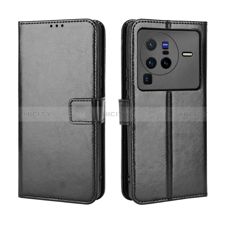 Coque Portefeuille Livre Cuir Etui Clapet BY5 pour Vivo X80 Pro 5G Noir Plus